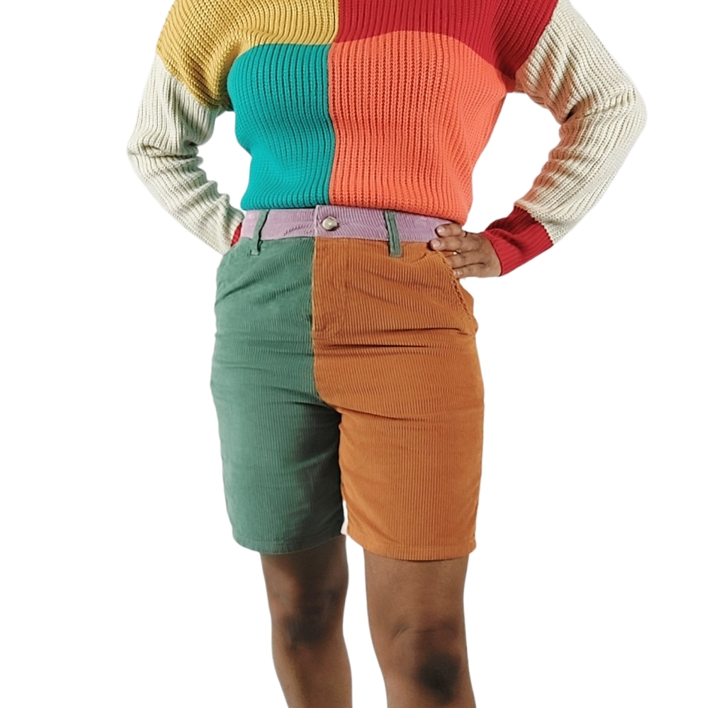 Asos Corduroy Color Block Button Fly Bermuda Shor… - image 2